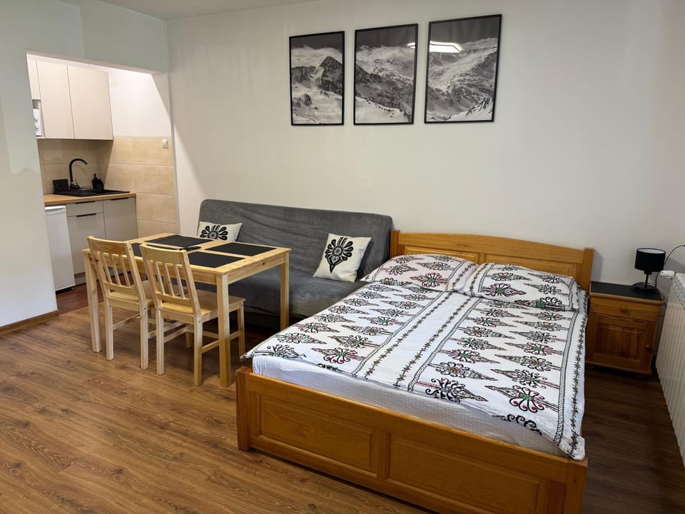 Bed, Kitchen or kitchenette, Photo of the whole room, Seating area, Dining area