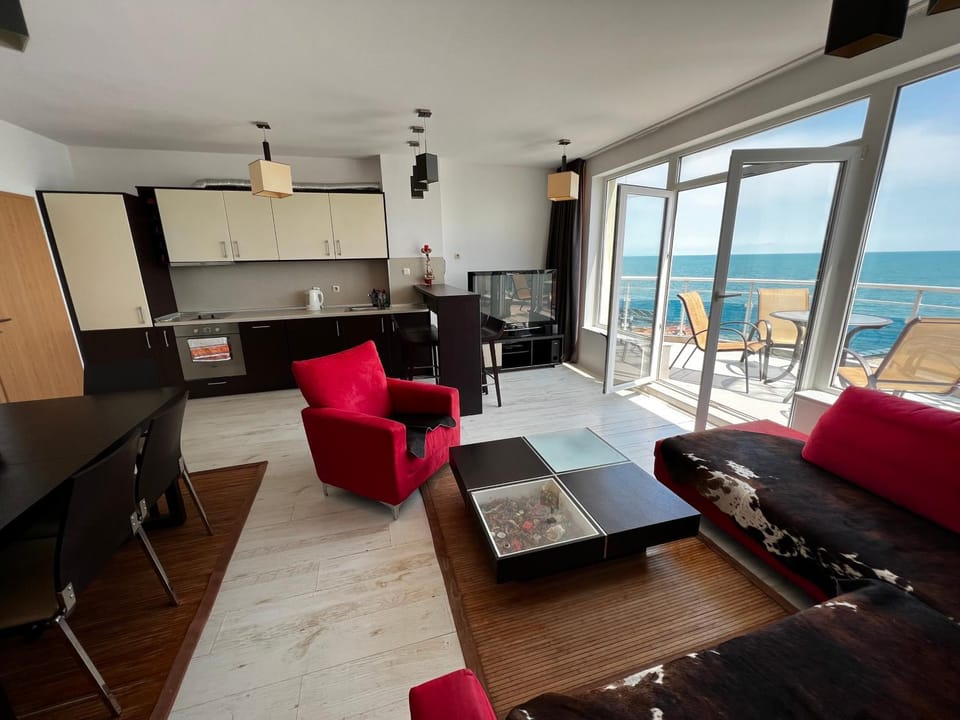Living room, Seating area, Sea view