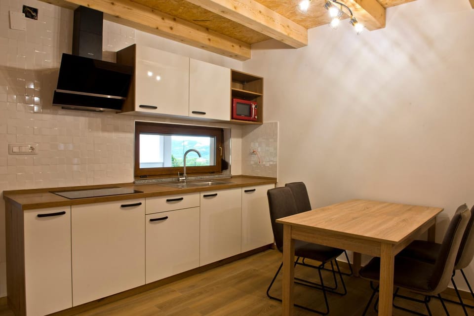Kitchen or kitchenette, Living room, Dining area, stove