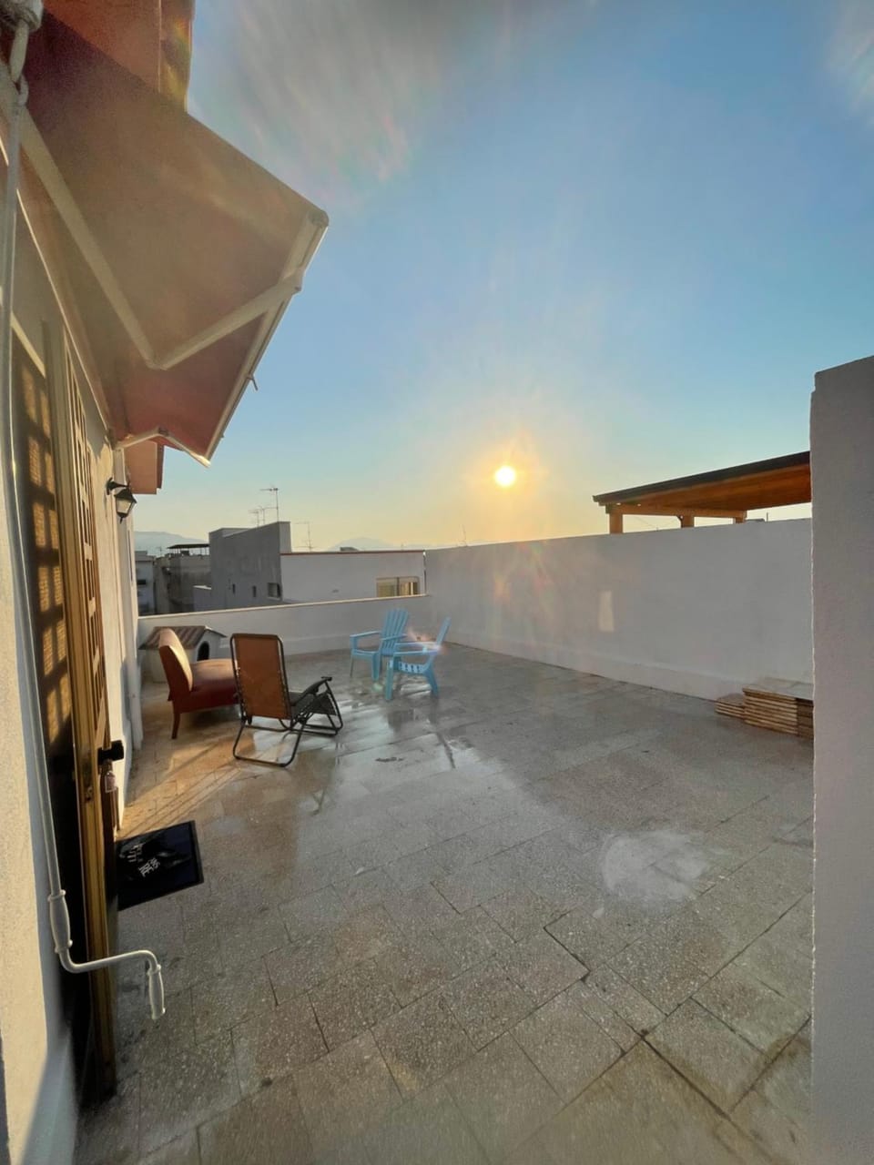 View (from property/room), Balcony/Terrace, Sunset, sunbed