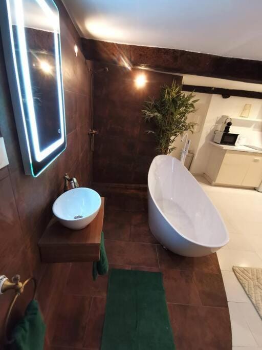 Studio équipé avec Lit rond / baignoire ilot / Table massage Aux Arcs Apartment in French Riviera