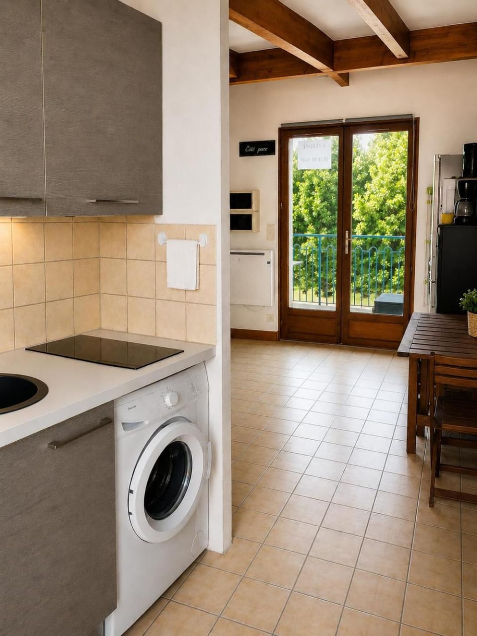 Patio, Kitchen or kitchenette, Living room, washing machine