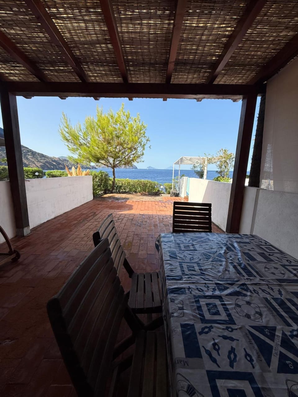 Patio, Living room, Seating area, Sea view