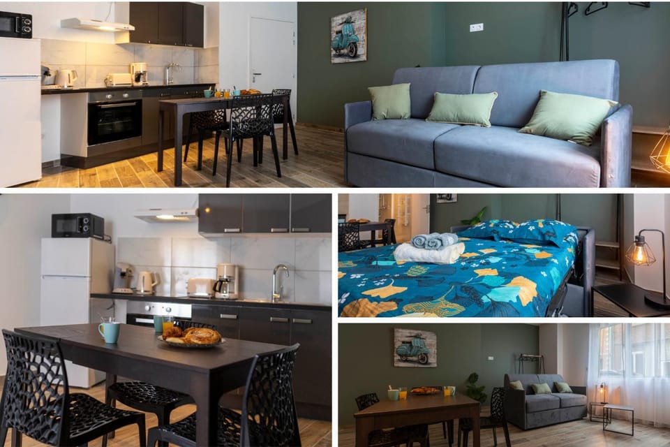 Kitchen or kitchenette, Living room, Photo of the whole room, Seating area, Bedroom