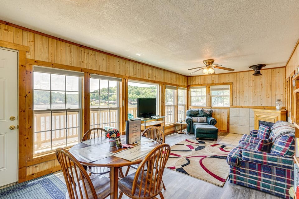 Deck with Covered Dock! Lakefront Ozark Cottage Apartment in Lake of the Ozarks