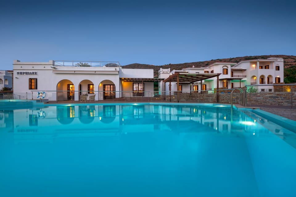 Property building, Swimming pool, Sunset