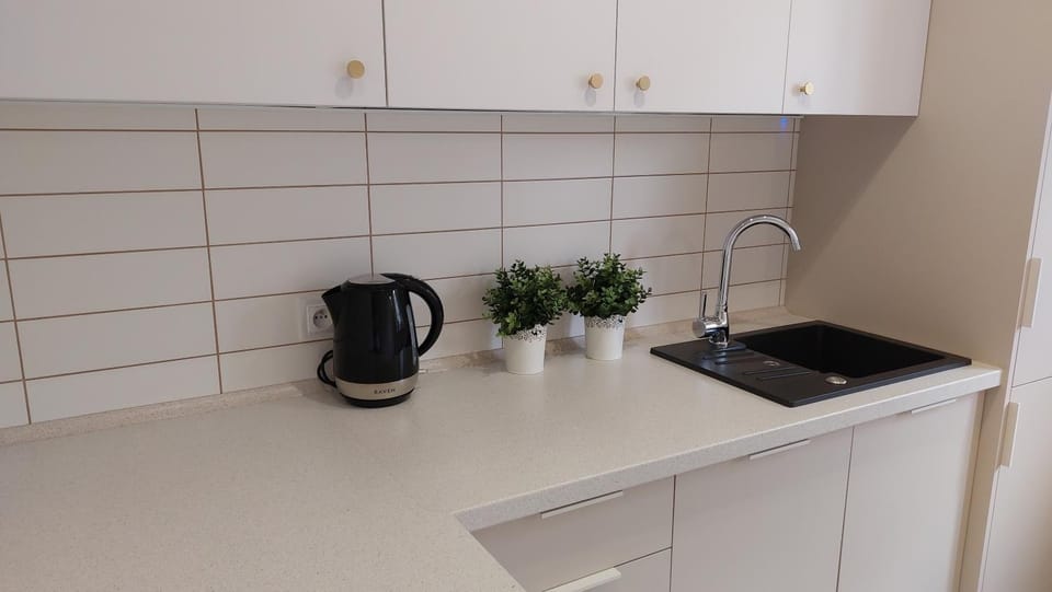 Kitchen or kitchenette, stove