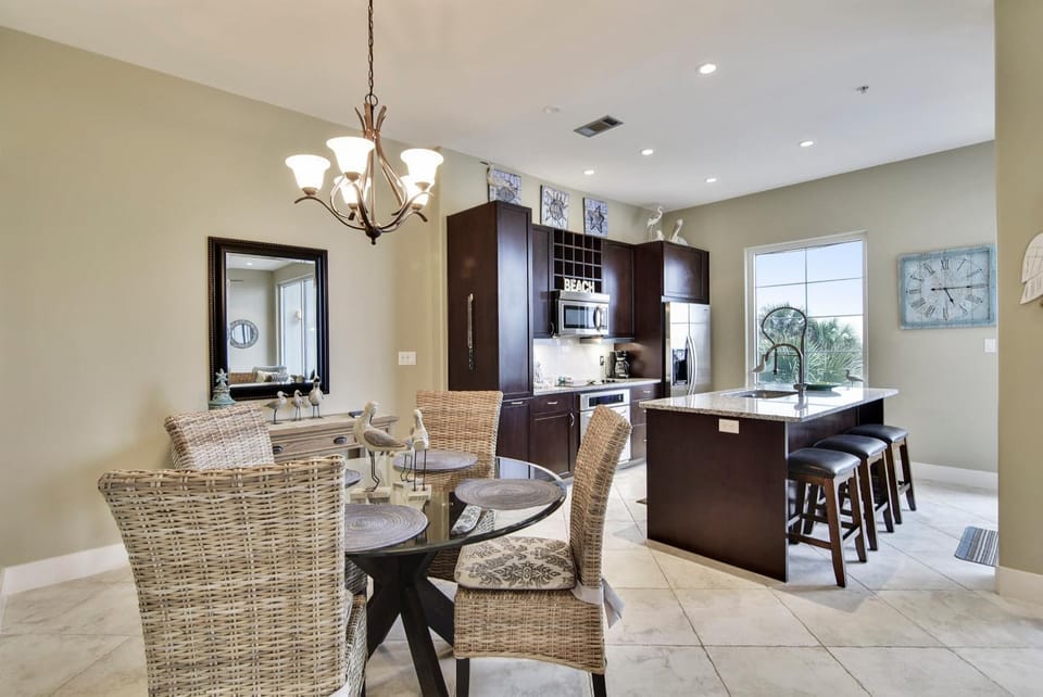 Kitchen or kitchenette, Seating area, Dining area, furniture, microwave, oven, stove, kitchen