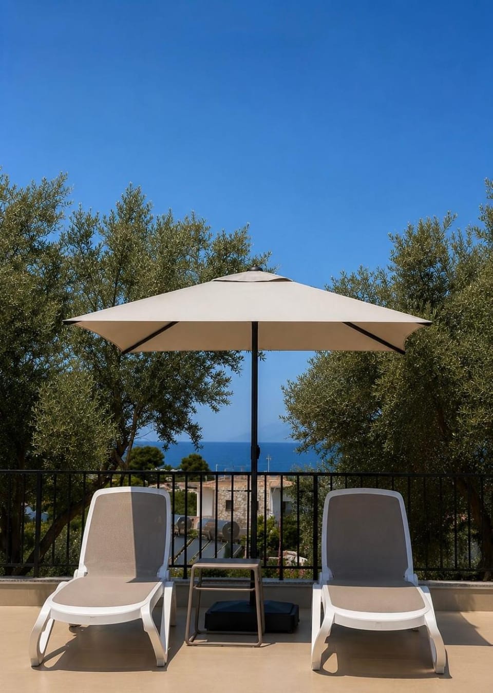 Patio, Day, Natural landscape, Sea view, sunbed