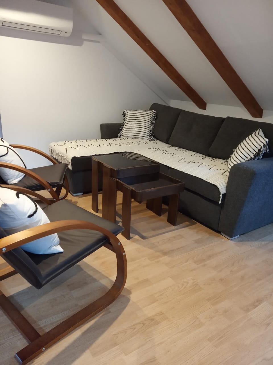 Bed, Seating area, Bedroom