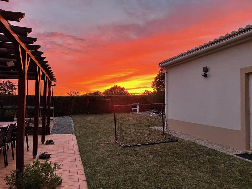 Property building, Natural landscape, Children play ground, Sunset