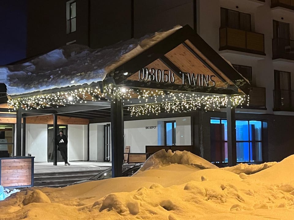 Property building, Night, Winter
