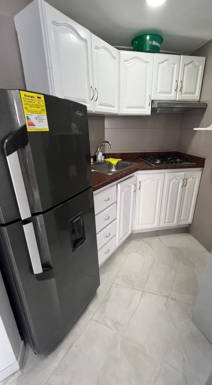 Kitchen or kitchenette, stove