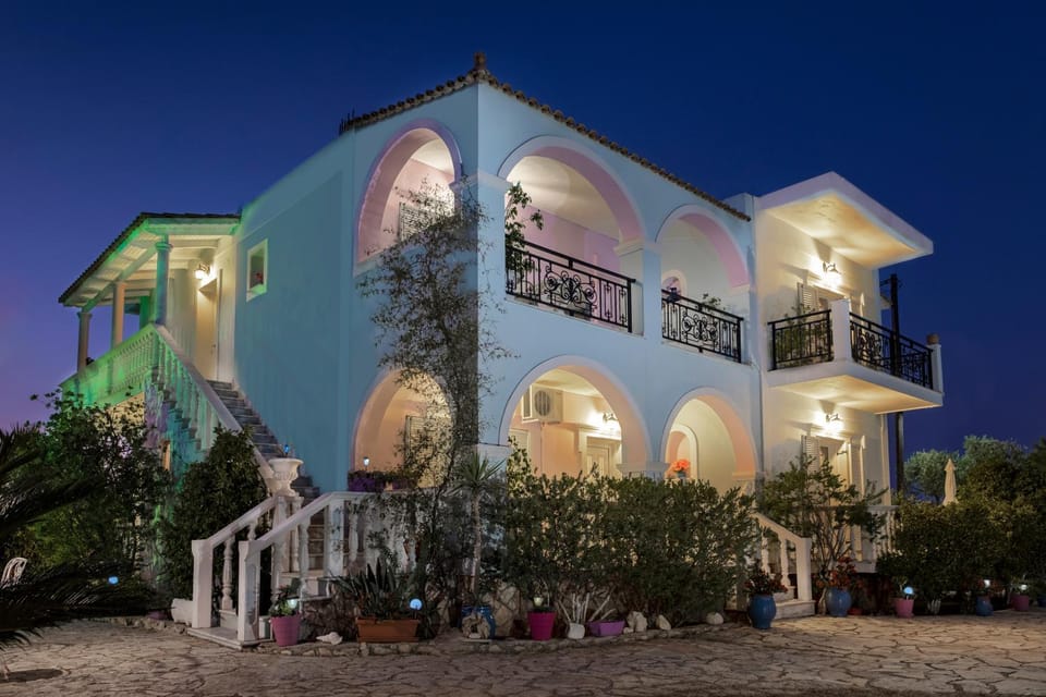 Property building, Night, Garden