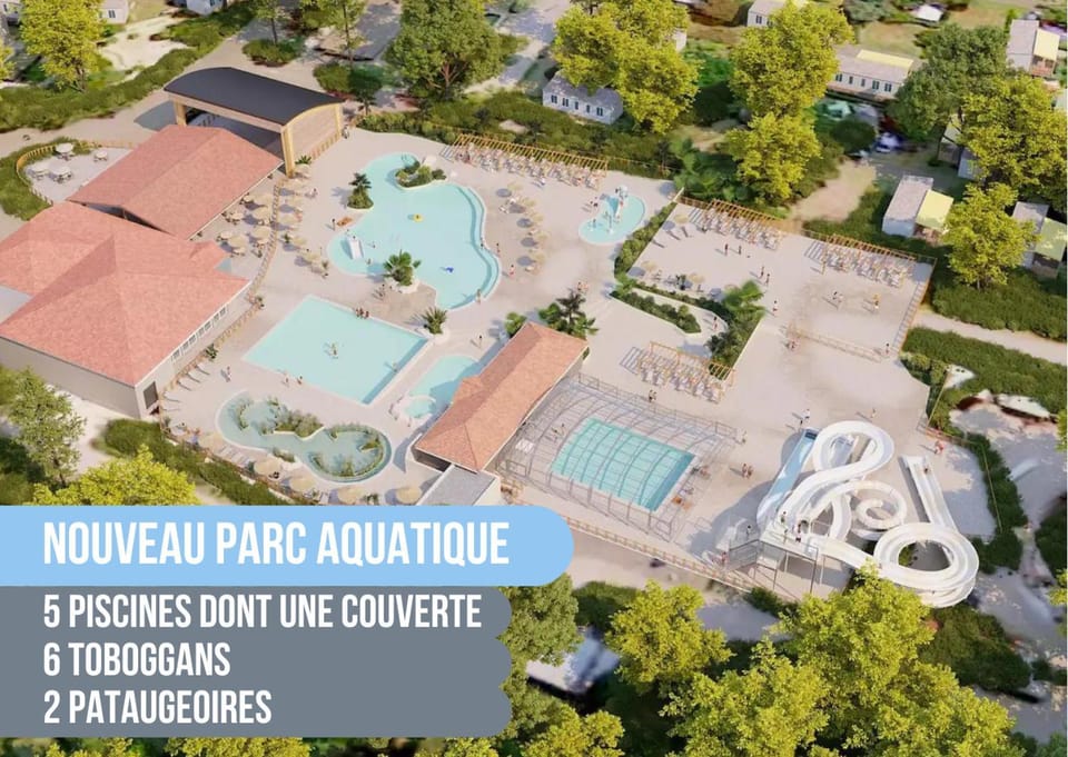 200m de la plage Bungalow LUXE de 44m2 Ménage et draps inclus Camping 5 Etoiles Mayotte Lac Biscarrosse Koyobalys Campground/ 
RV Resort in Sanguinet