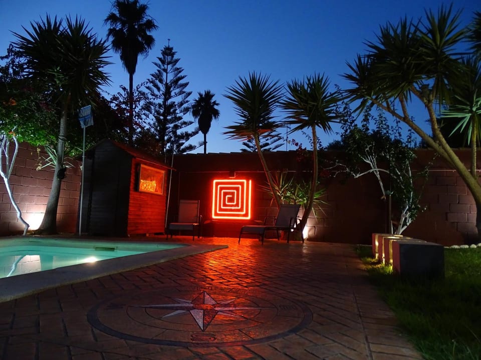 Garden, Swimming pool, Sunset