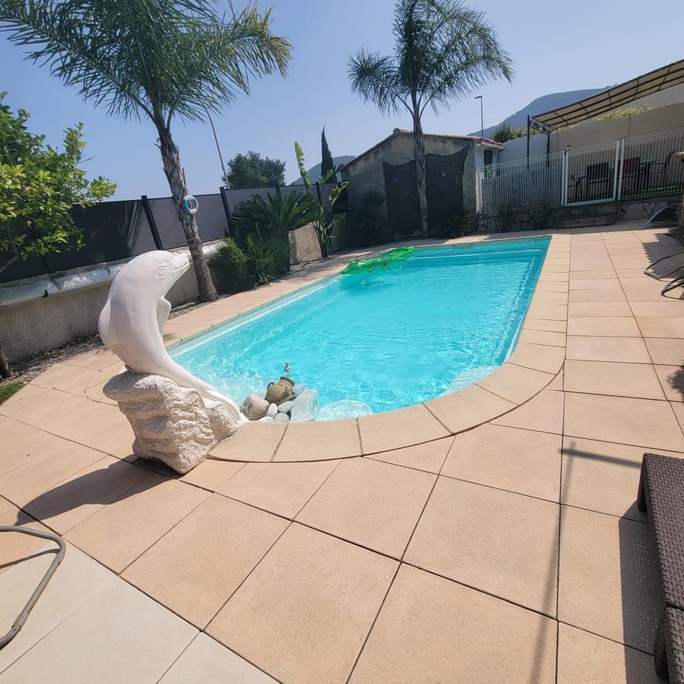 Patio, Pool view, Swimming pool, sunbed