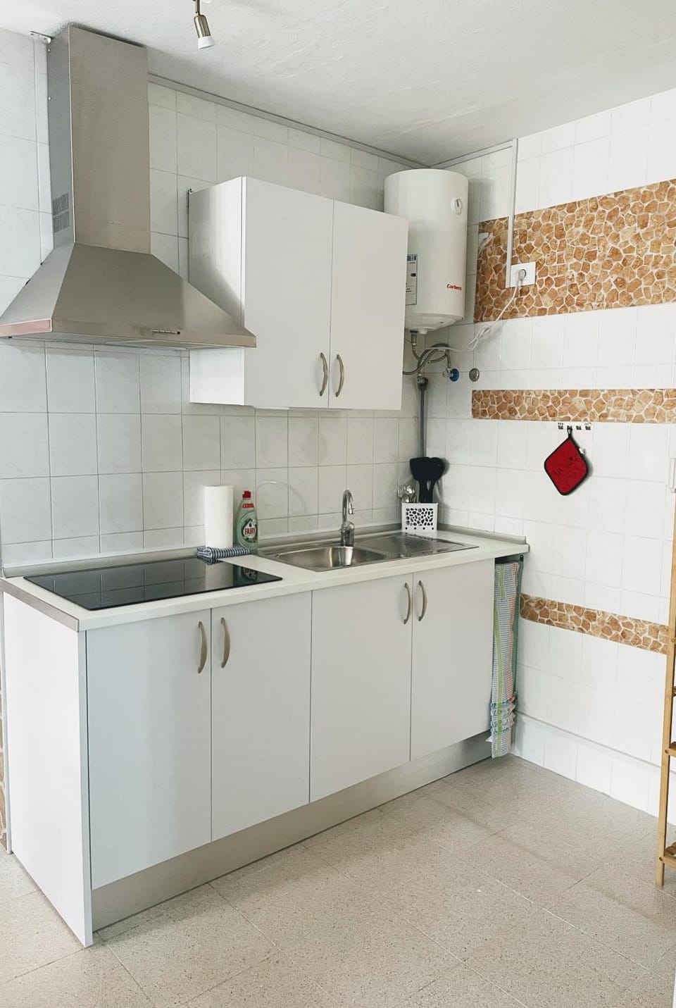 Kitchen or kitchenette, stove