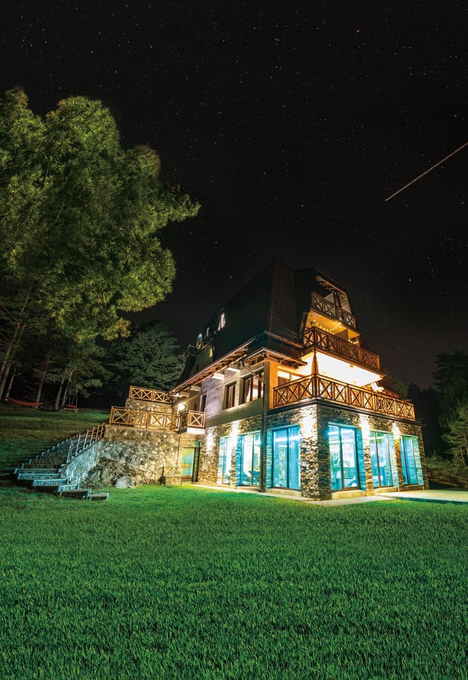 Property building, Night, Swimming pool, Inner courtyard view