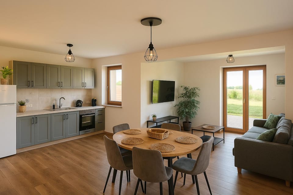 Living room, kitchen