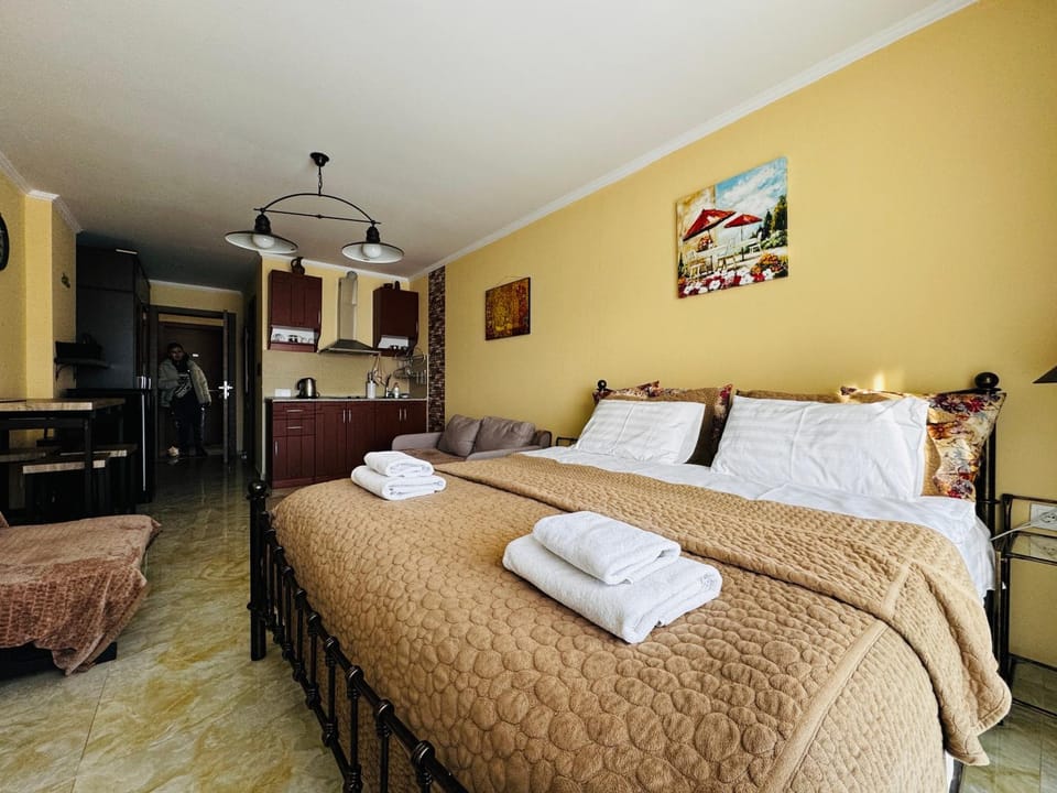 Bed, Photo of the whole room, Bedroom, towels, wardrobe