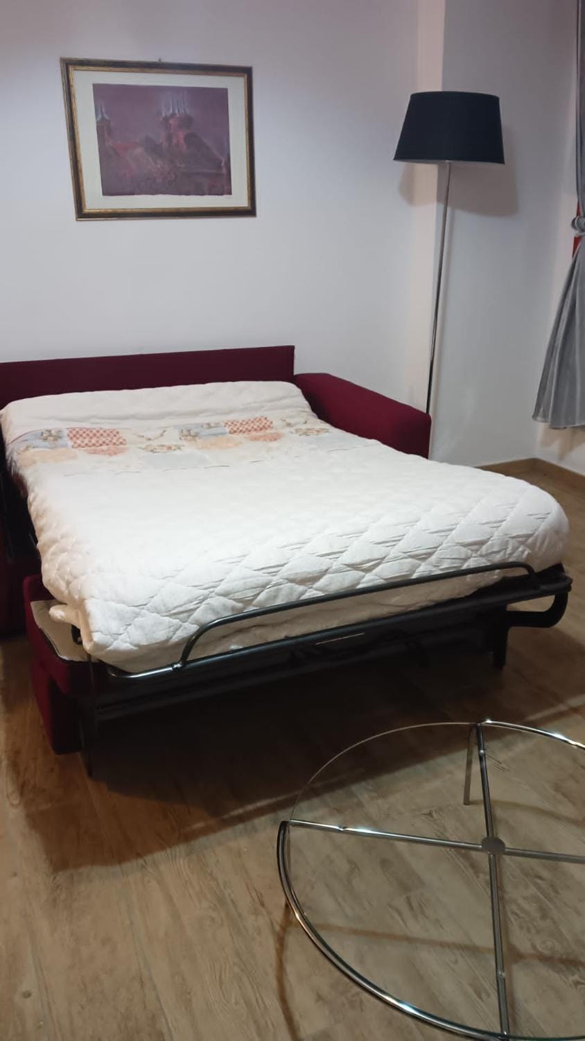 Bed, Living room, Seating area