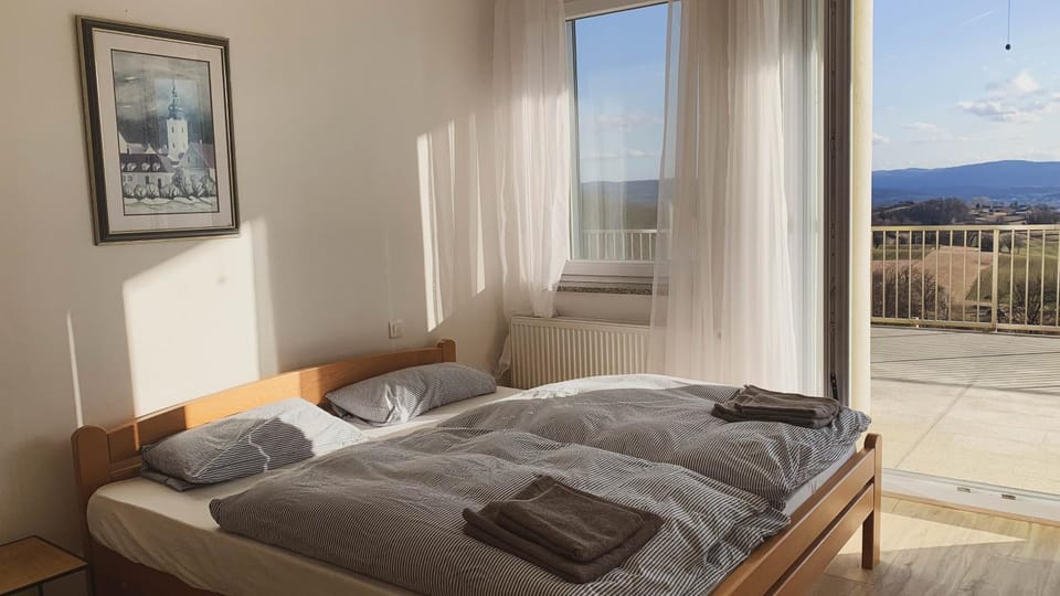 Bed, Natural landscape, View (from property/room), Bedroom, towels