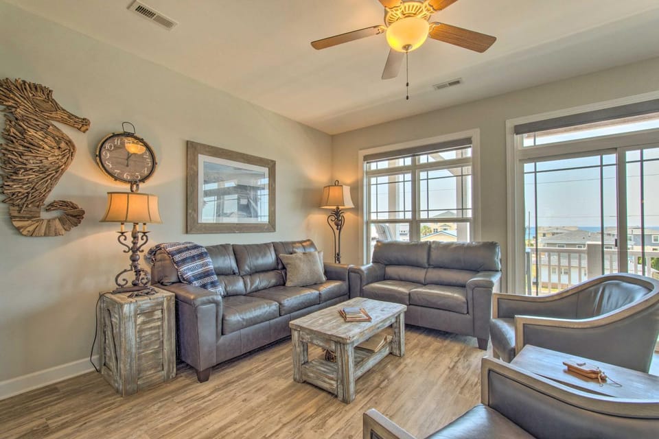 Surf City Escape w/ 6 Decks: Steps To Beach House in Surf City