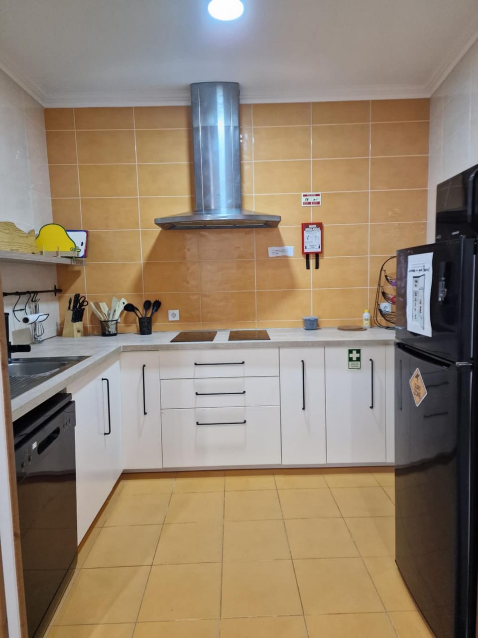 Kitchen or kitchenette, dishwasher, stove