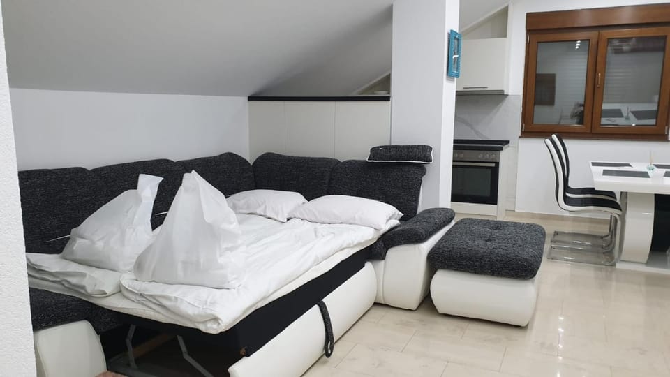 Kitchen or kitchenette, Living room, Photo of the whole room, Seating area, Dining area, Bedroom