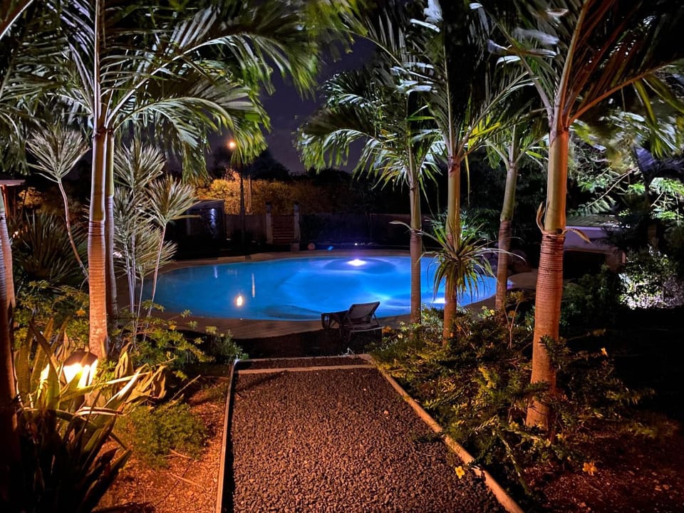 Night, Pool view, Swimming pool