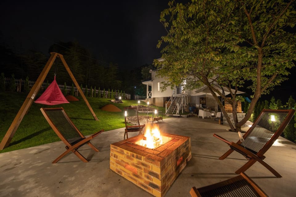 Property building, Night, Garden, Garden view