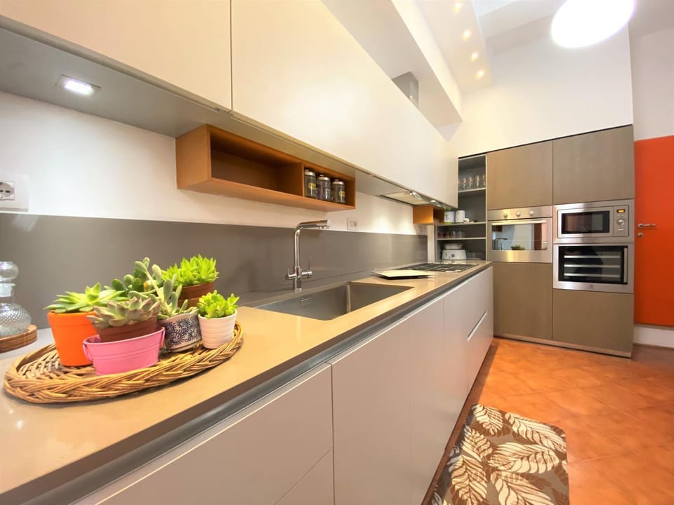 Kitchen or kitchenette, oven, stove