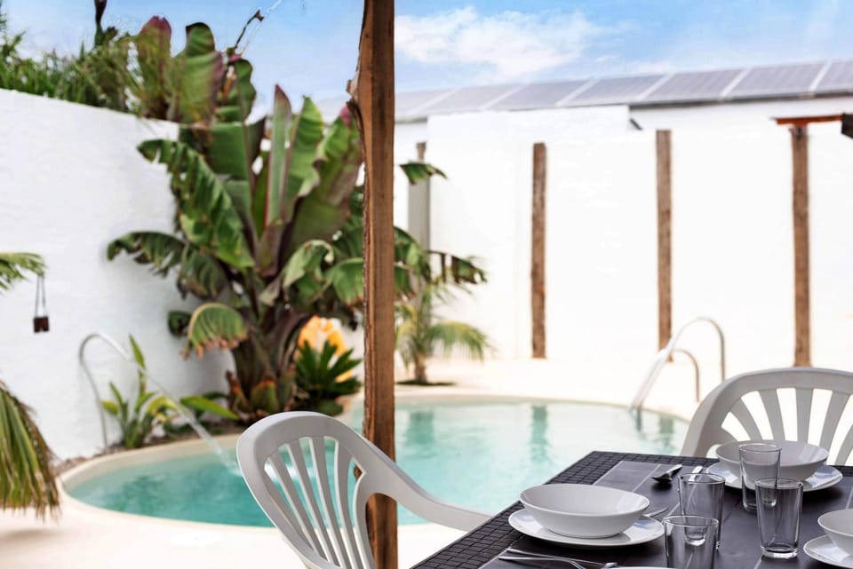 Property building, Living room, Swimming pool