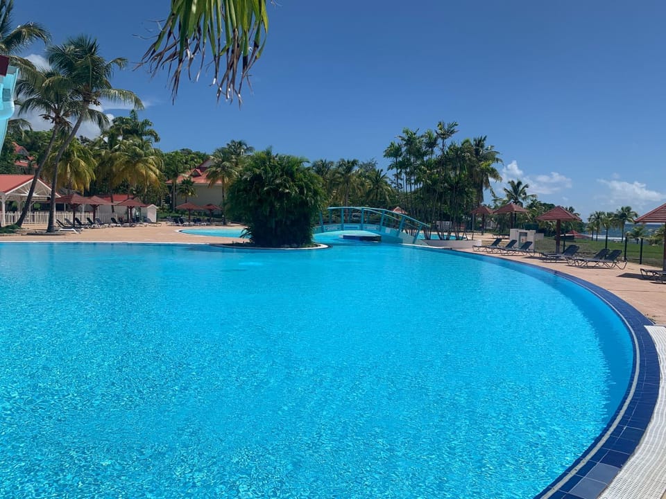 Swimming pool, sunbed