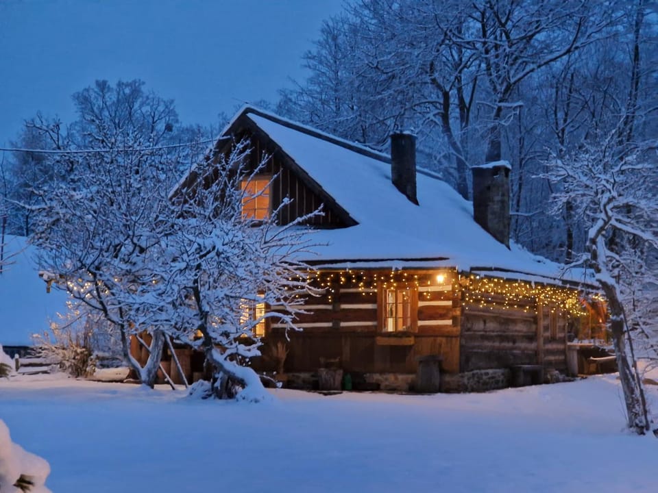 Property building, Night, Winter