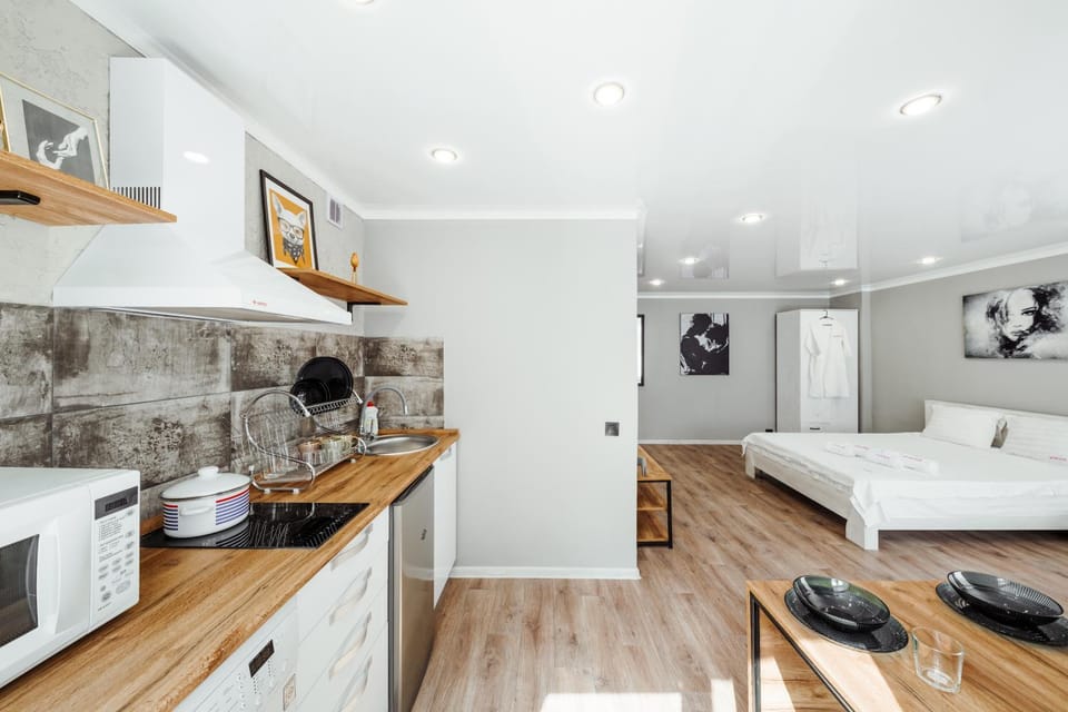 Bed, Kitchen or kitchenette, Photo of the whole room, Bedroom, minibar, stove