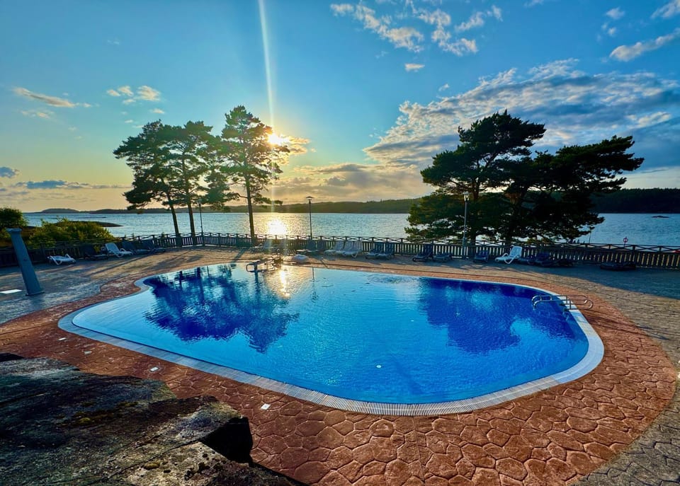 Summer, Sea view, Swimming pool, sunbed
