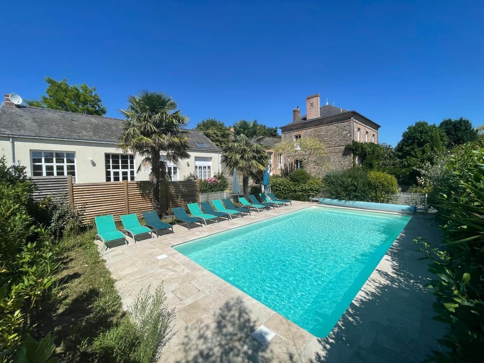 Property building, Spring, Pool view, Swimming pool