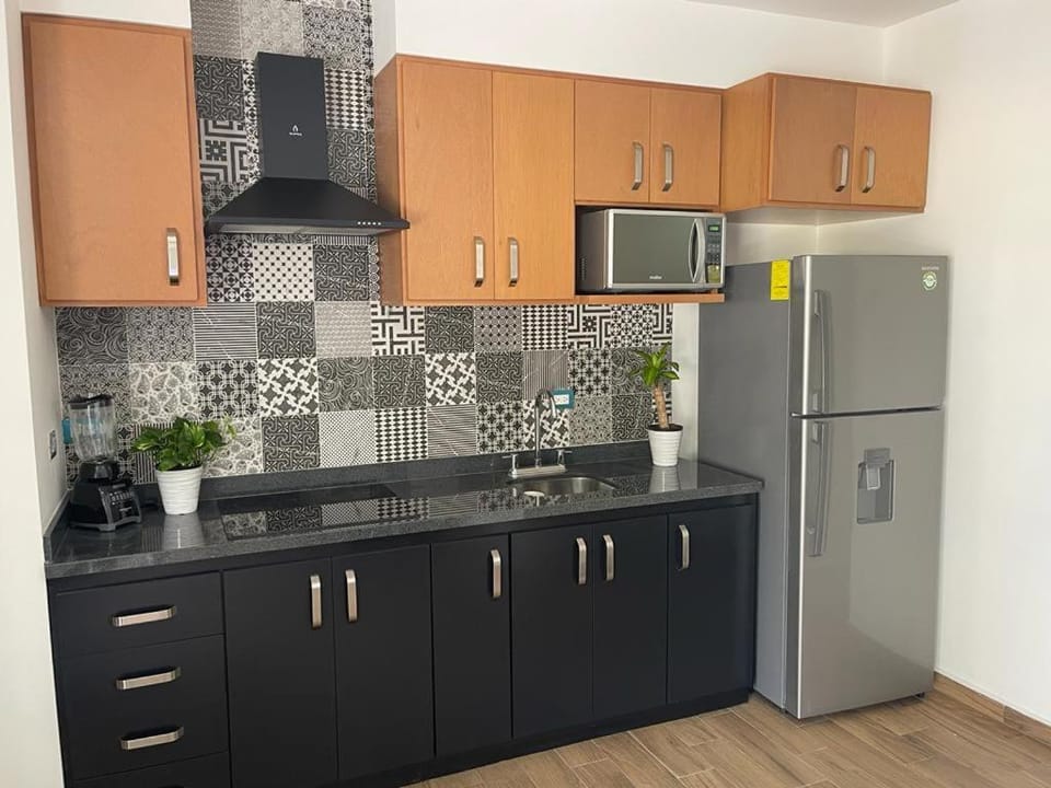 Kitchen or kitchenette, minibar, stove