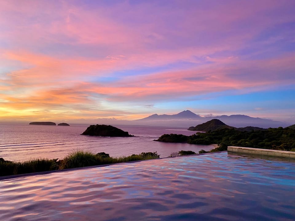 Mountain view, Sea view, Swimming pool, Sunset