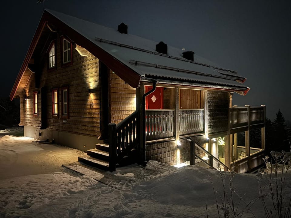 Property building, Night, Winter