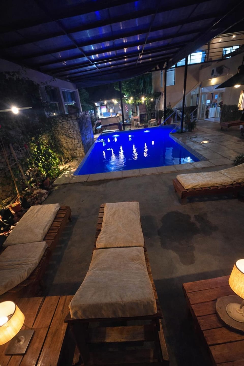 Night, Pool view, Swimming pool