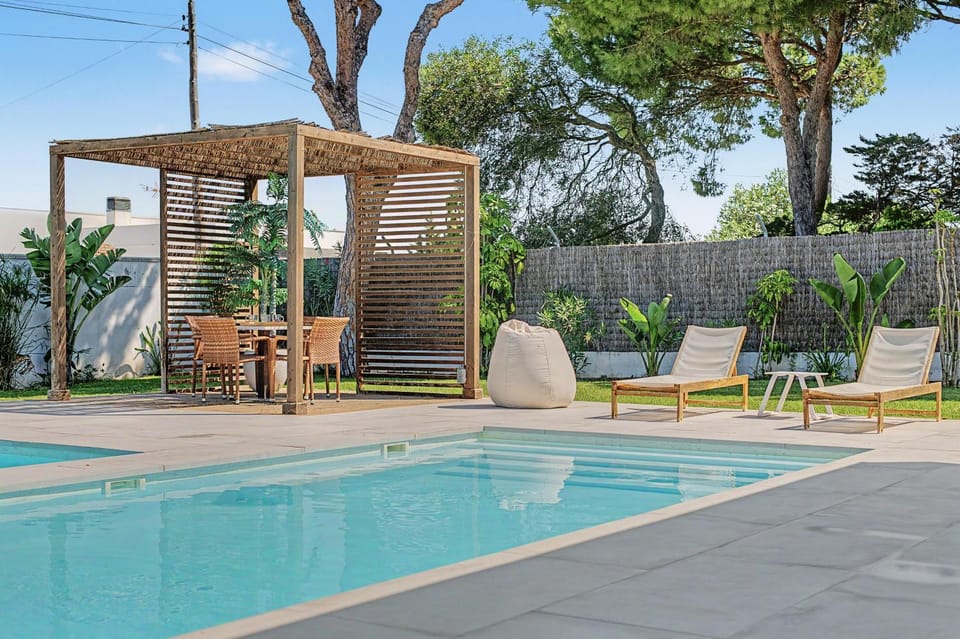 Property building, Living room, Swimming pool