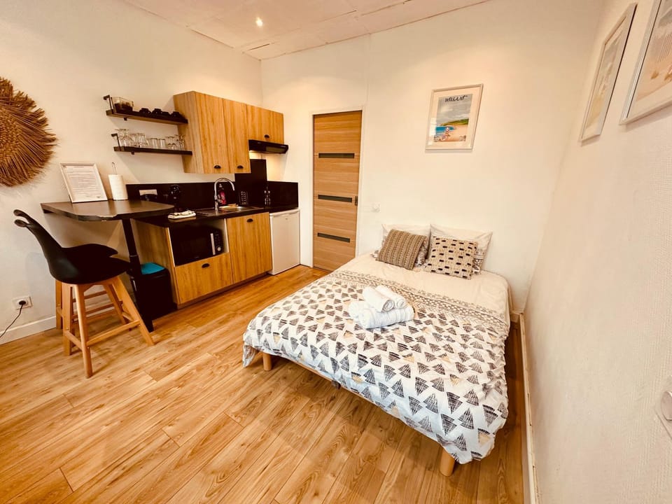 Bed, Kitchen or kitchenette, Photo of the whole room, Dining area, Bedroom, minibar, stove