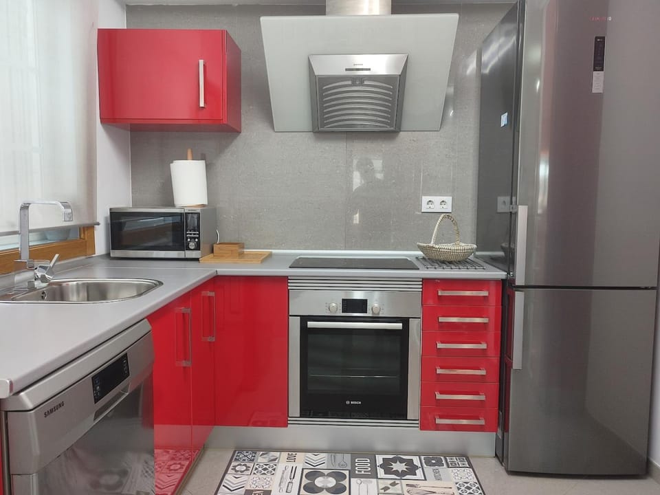 Kitchen or kitchenette, stove, kitchen