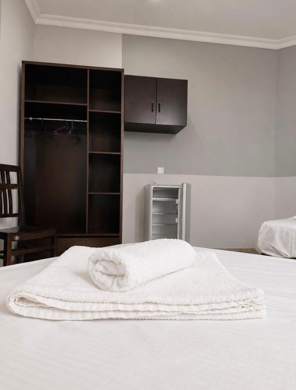 Bed, Photo of the whole room, Bedroom, towels, wardrobe