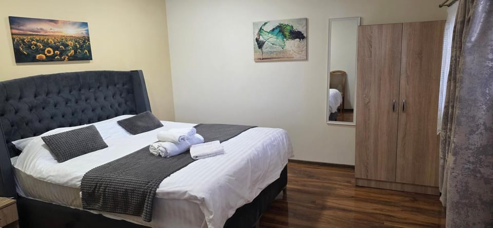 Bed, Photo of the whole room, Bedroom, towels, wardrobe