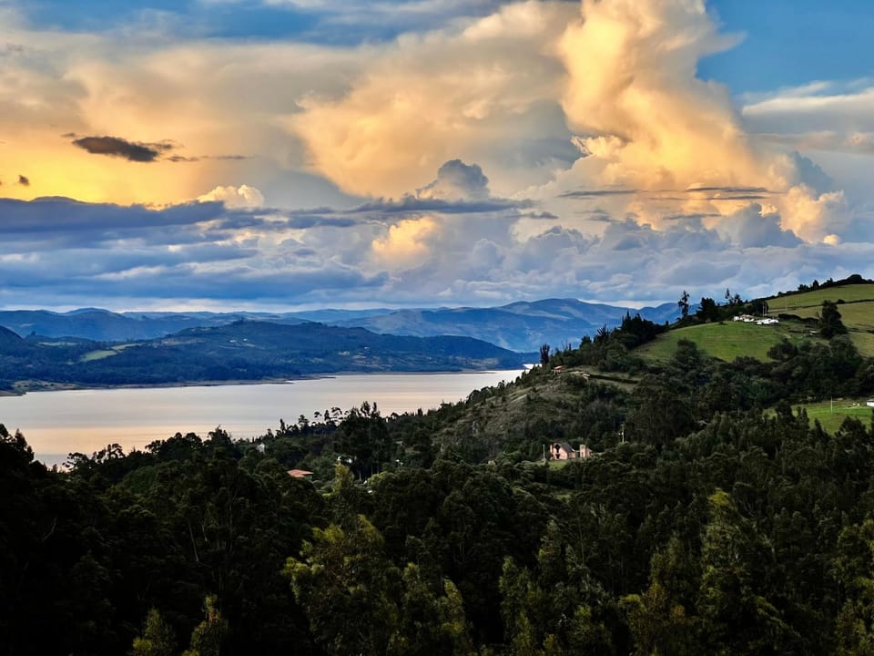Natural landscape, Lake view, Mountain view, Sunset