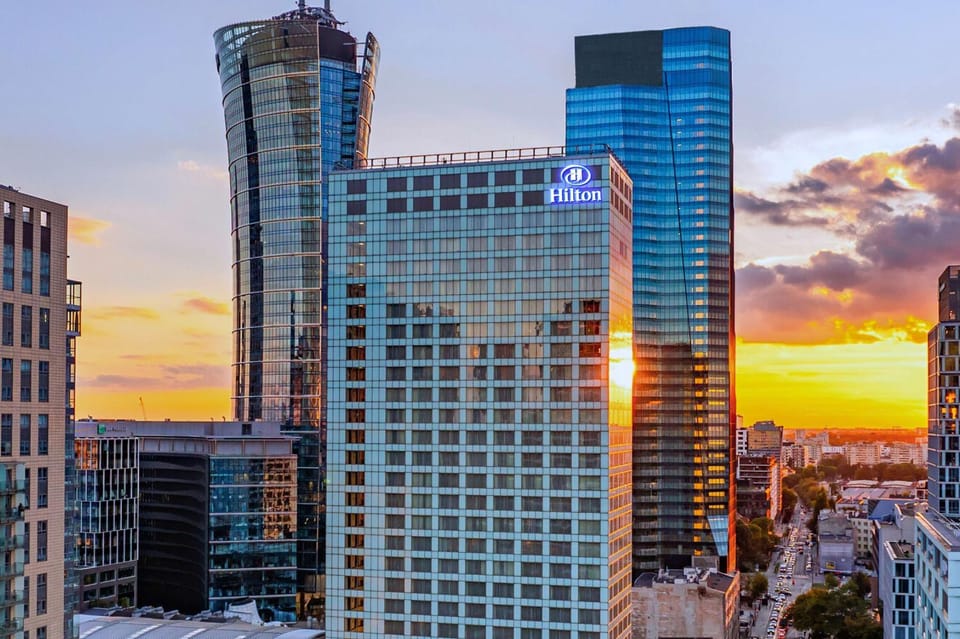 Property building, City view, Sunset